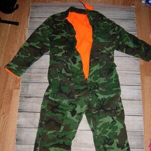 Vintage Sears Reversible Camo Orange Hunters Overalls M